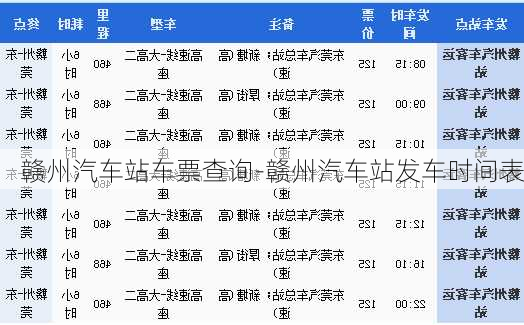 赣州汽车站车票查询-赣州汽车站发车时间表