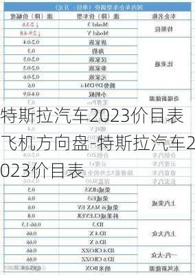 特斯拉汽车2023价目表飞机方向盘-特斯拉汽车2023价目表