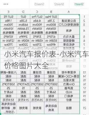 小米汽车报价表-小米汽车价格图片大全