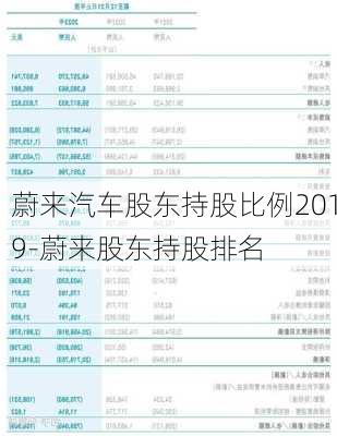 蔚来汽车股东持股比例2019-蔚来股东持股排名