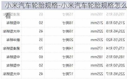 小米汽车轮胎规格-小米汽车轮胎规格怎么看