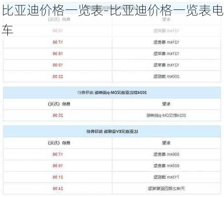 比亚迪价格一览表-比亚迪价格一览表电车