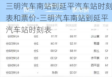 三明汽车南站到延平汽车站时刻表和票价-三明汽车南站到延平汽车站时刻表