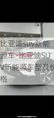 比亚迪suv新能源车-比亚迪SUV新能源车型及价格