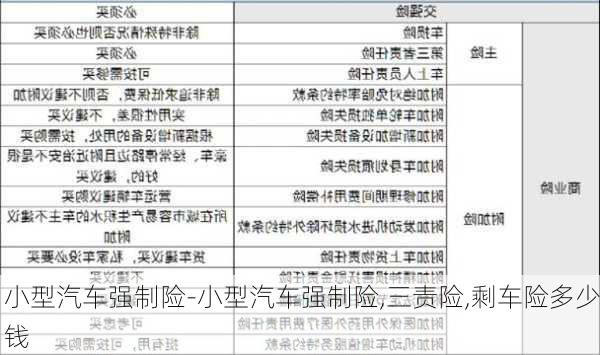 小型汽车强制险-小型汽车强制险,三责险,剩车险多少钱