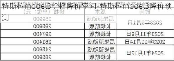 特斯拉model3价格降价空间-特斯拉model3降价预测