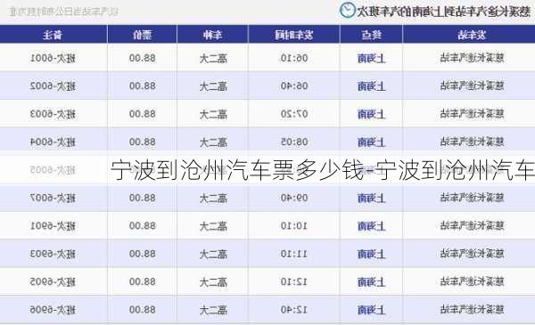 宁波到沧州汽车票多少钱-宁波到沧州汽车