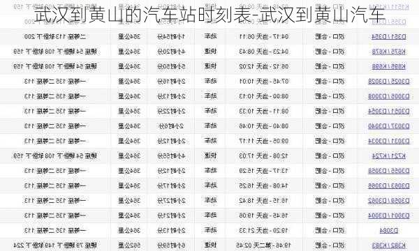 武汉到黄山的汽车站时刻表-武汉到黄山汽车