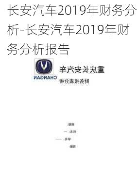 长安汽车2019年财务分析-长安汽车2019年财务分析报告