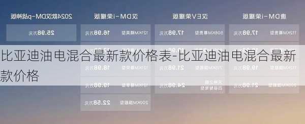 比亚迪油电混合最新款价格表-比亚迪油电混合最新款价格