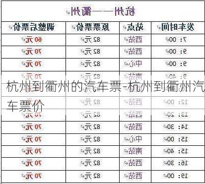 杭州到衢州的汽车票-杭州到衢州汽车票价