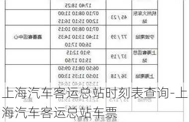 上海汽车客运总站时刻表查询-上海汽车客运总站车票