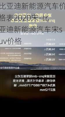 比亚迪新能源汽车价格表2020宋-比亚迪新能源汽车宋suv价格