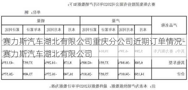 赛力斯汽车湖北有限公司重庆分公司近期订单情况-赛力斯汽车湖北有限公司