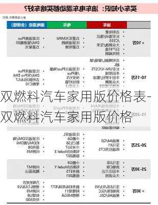 双燃料汽车家用版价格表-双燃料汽车家用版价格