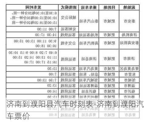 济南到濮阳县汽车时刻表-济南到濮阳汽车票价