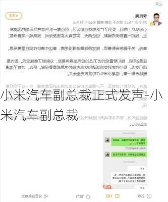 小米汽车副总裁正式发声-小米汽车副总裁