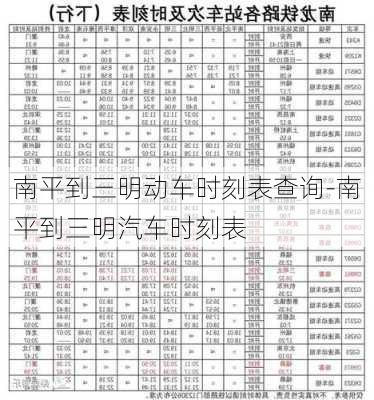 南平到三明动车时刻表查询-南平到三明汽车时刻表