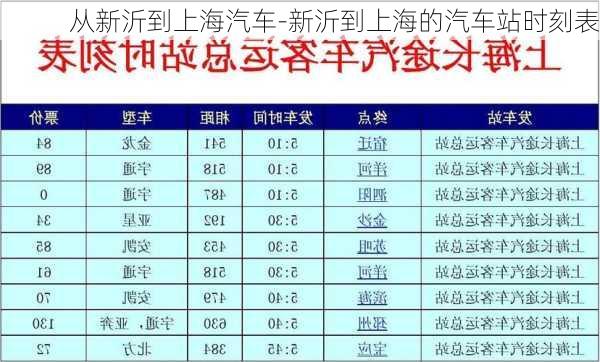 从新沂到上海汽车-新沂到上海的汽车站时刻表