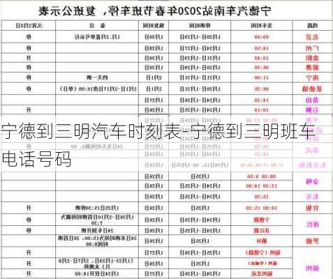 宁德到三明汽车时刻表-宁德到三明班车电话号码