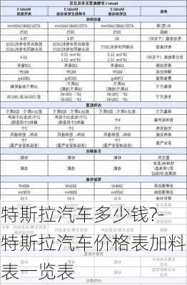 特斯拉汽车多少钱?-特斯拉汽车价格表加料表一览表