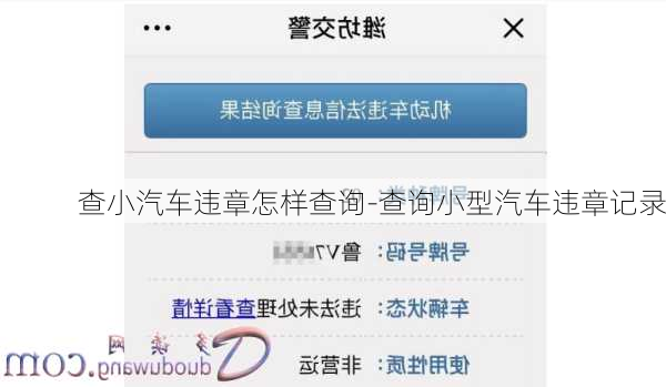 查小汽车违章怎样查询-查询小型汽车违章记录