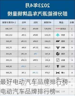 最好电动汽车品牌排行榜-电动汽车品牌排行榜