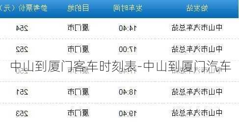中山到厦门客车时刻表-中山到厦门汽车