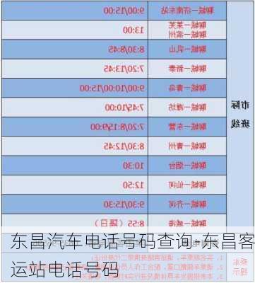 东昌汽车电话号码查询-东昌客运站电话号码