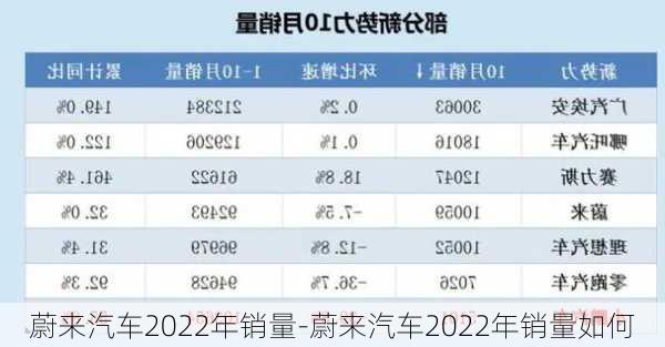 蔚来汽车2022年销量-蔚来汽车2022年销量如何