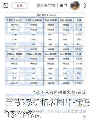 宝马3系价格表图片-宝马3系价格表